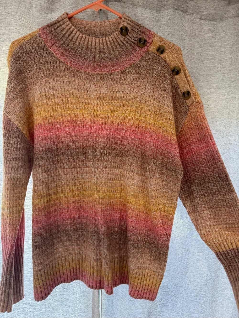 NWOT Talbots Women’s Striped Crewneck Button-Shoulder Sweater - Multicolor